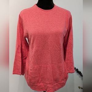 J. Jill Cashmere Blend Sweater Size XS Boxy Pink Kangaroo POCKET Pullover Kimono